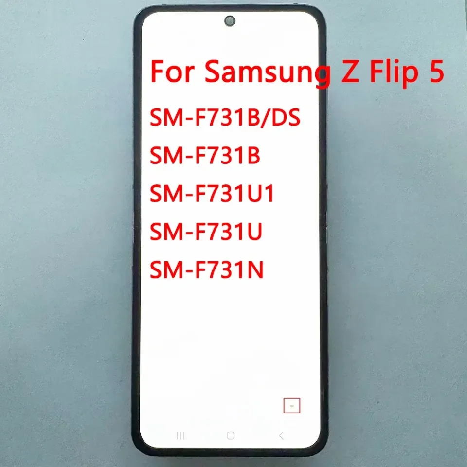 Динамический AMOLED для Samsung Galaxy Z Flip 5, внутренний экран 6,7 дюйма, Samsung SM-F731B/DS F731U, ЖК-экран с рамкой, маленькая точка
Динамический AMOLED для Samsung Galaxy Z Flip 5, внутренний экран 6,7 дюйма, Samsung SM-F731B/DS F731U, ЖК-экран с рамкой, маленькая точка