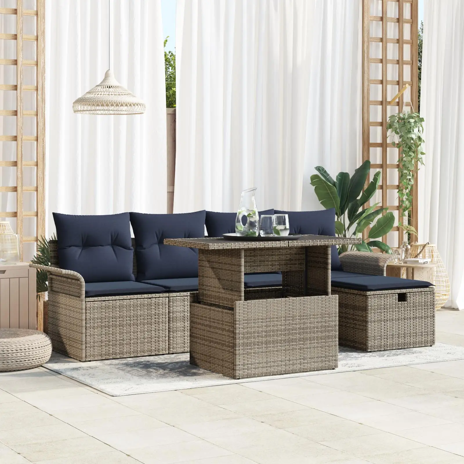 Comfortable 6 Piece Grey Poly Rattan Garden Sofa Set with Cushions Outdoor Seating Furniture
Comfortable 6 Piece Grey Poly Rattan Garden Sofa Set with Cushions Outdoor Seating Furniture