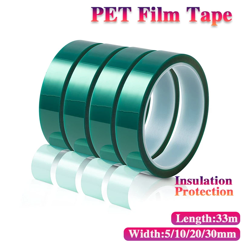 33M/Roll Width 5~30MM Green PET Film Tape High Temperature Heat Resistant PCB Solder SMT Plating Shield Insulation Protection
33M/Roll Width 5~30MM Green PET Film Tape High Temperature Heat Resistant PCB Solder SMT Plating Shield Insulation Protection