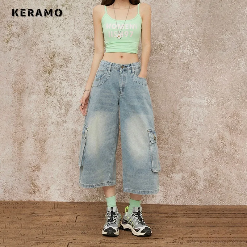 Casual Street Emo Calf Length Pants Women's Eclectic Y2K Pockets Denim Trouser Basics 2000s Retro High Waist Young Style Jeans
Casual Street Emo Calf Length Pants Women's Eclectic Y2K Pockets Denim Trouser Basics 2000s Retro High Waist Young Style Jeans
