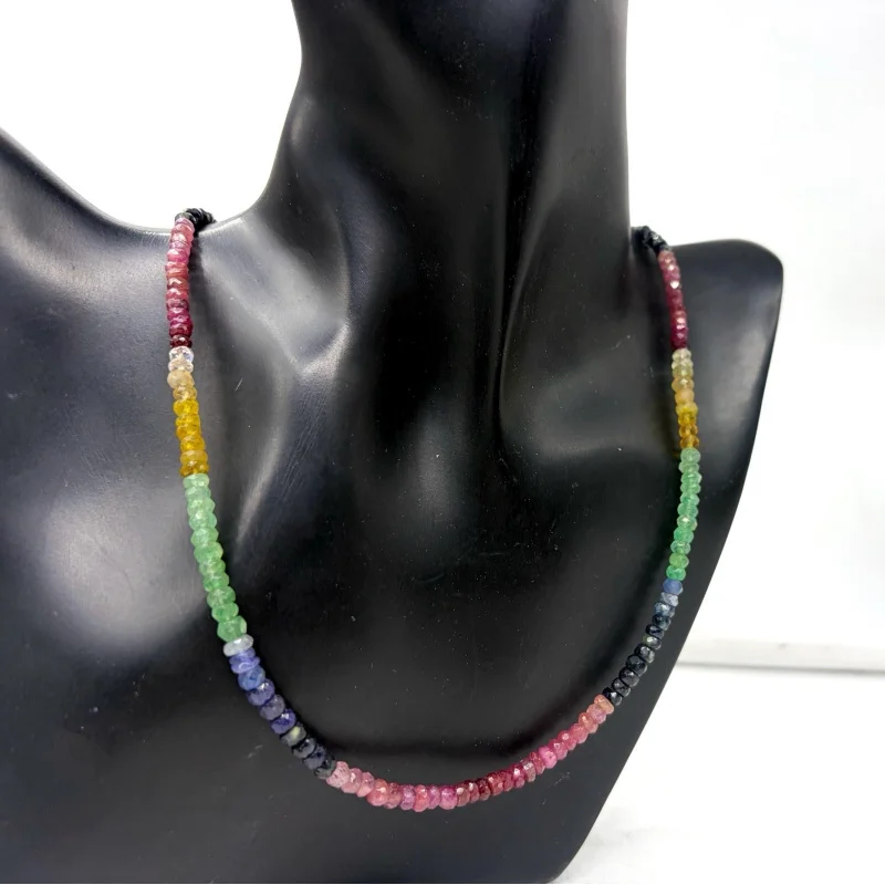 Natural Multi Sapphire Necklace 20” 4–5mm Faceted Sterling Silver
Natural Multi Sapphire Necklace 20” 4–5mm Faceted Sterling Silver