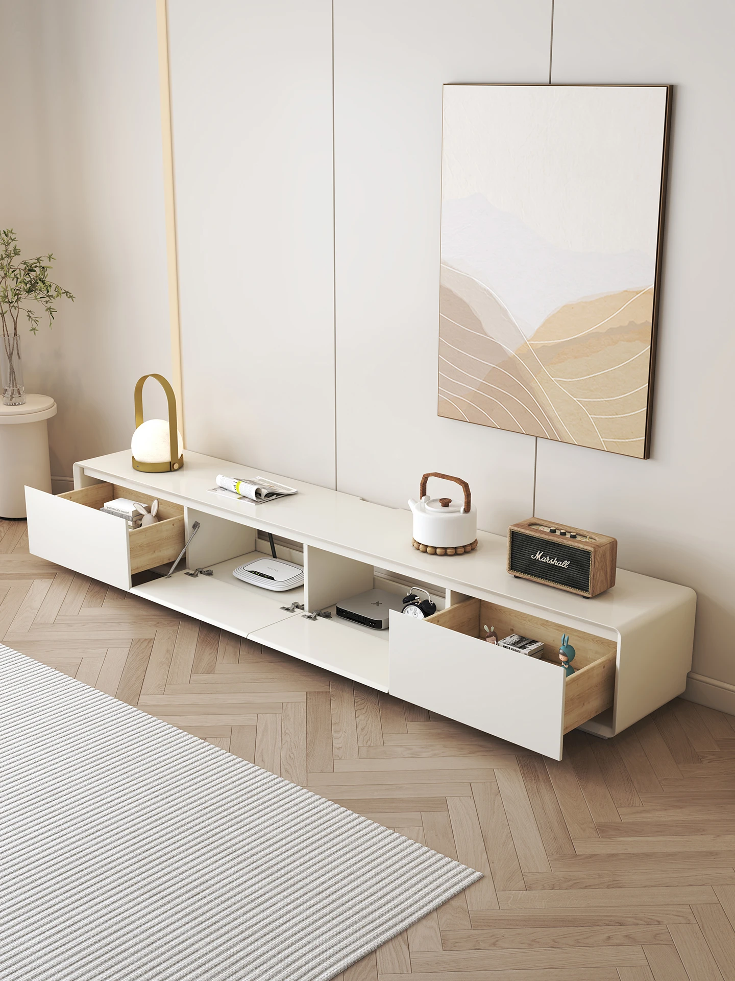 TV cabinet Modern simple living room Household small apartment Cream wind solid wood floor TV cabinet Coffee table combination
TV cabinet Modern simple living room Household small apartment Cream wind solid wood floor TV cabinet Coffee table combination