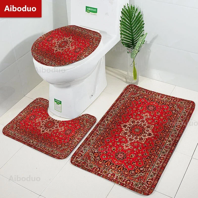 Red Persian Art Design Carpet 3pcs/set Non Slip Toilet Lid Cover Set Bathroom Rug Home Decoration Contour Bath Mats House Supply
Red Persian Art Design Carpet 3pcs/set Non Slip Toilet Lid Cover Set Bathroom Rug Home Decoration Contour Bath Mats House Supply