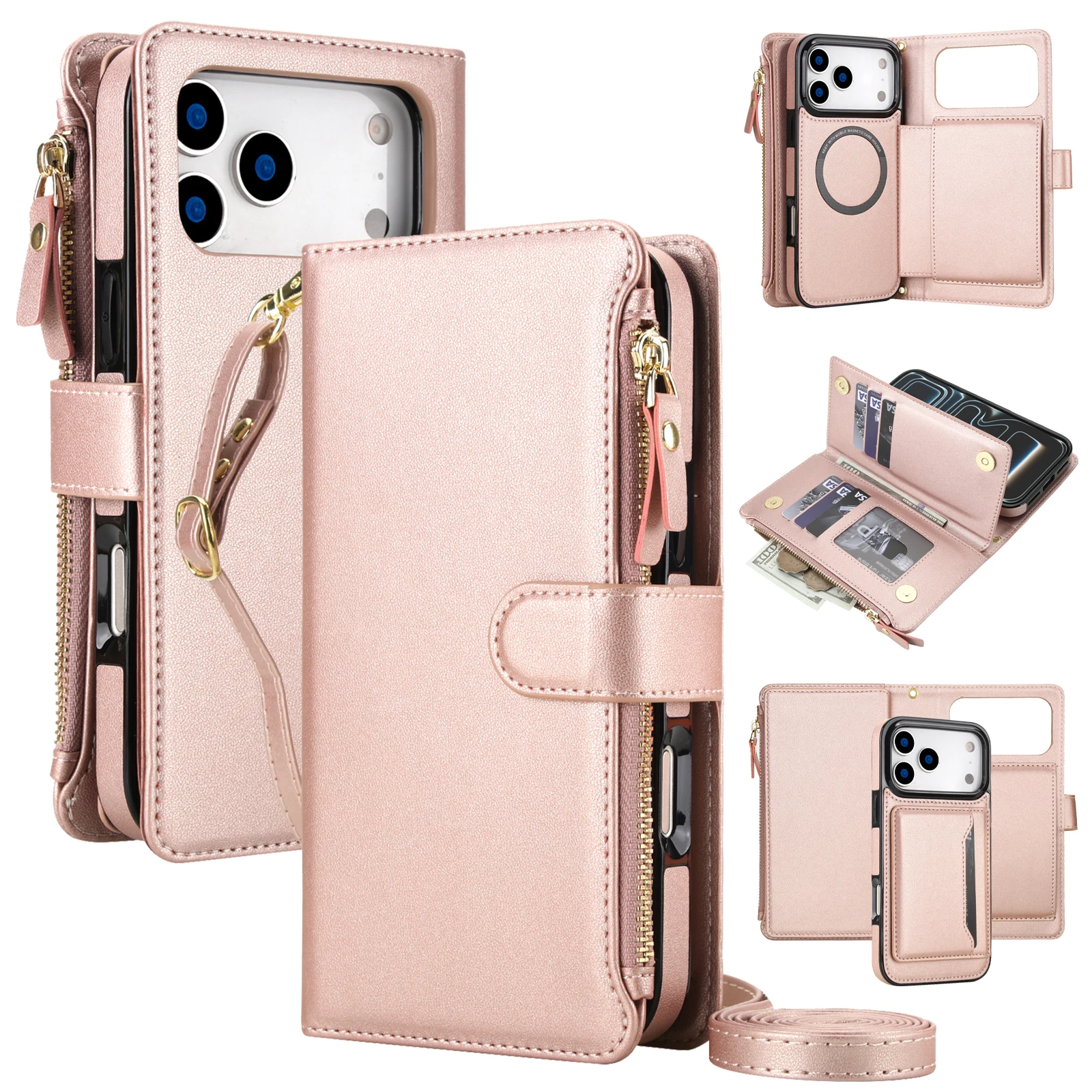 Crossbody Detachable Leather Flip Card Holder Wallet Case For iPhone 17 Pro Max 17e 16 15 14 13 12 Mini,Zipper Stand Phone Cover
Crossbody Detachable Leather Flip Card Holder Wallet Case For iPhone 17 Pro Max 17e 16 15 14 13 12 Mini,Zipper Stand Phone Cover