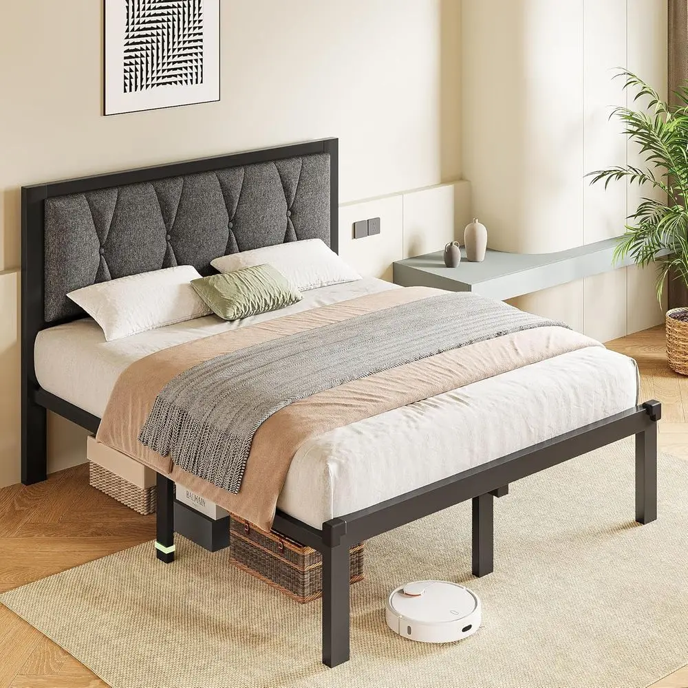 Queen Size Linen Upholstered Platform Bed with Button Tufting, Metal Slats Support, No Box Spring Required, Easy Assembly, Gray
Queen Size Linen Upholstered Platform Bed with Button Tufting, Metal Slats Support, No Box Spring Required, Easy Assembly, Gray