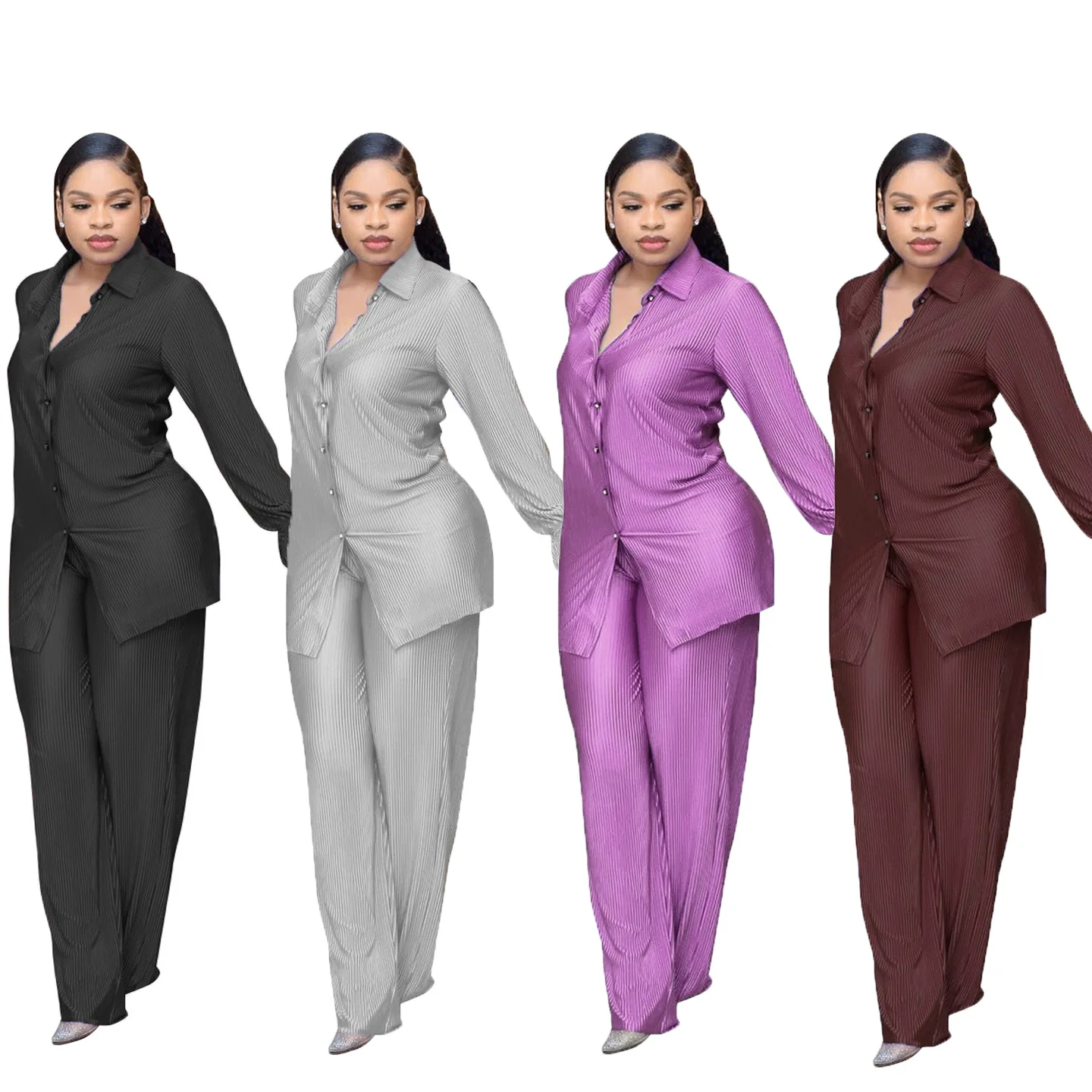 Office Lady Elegant Suit Women 2 Piece Sets Spring Summer Casual Long Sleeve Button Jacket + Wide Leg Pant Sets Suits
Office Lady Elegant Suit Women 2 Piece Sets Spring Summer Casual Long Sleeve Button Jacket + Wide Leg Pant Sets Suits