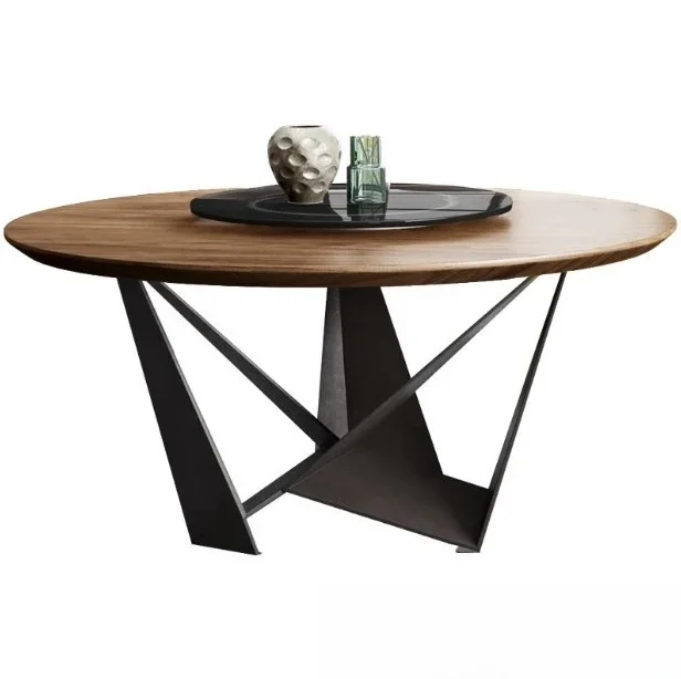 Industrial style solid wood round dining table, home dining table creative retro casual coffee table
Industrial style solid wood round dining table, home dining table creative retro casual coffee table