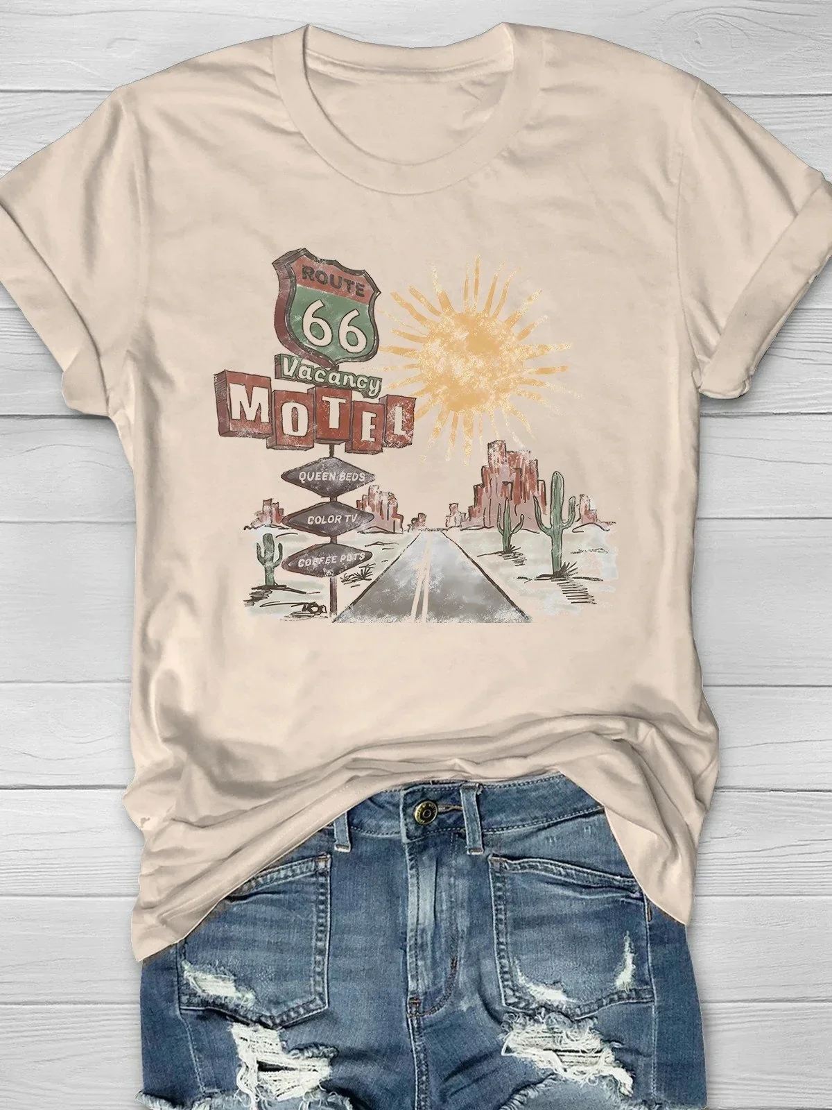 Women's Route 66 Motel Instant Digital Boho Western Western Sublimation Cactus Casual Print T-Shirt 3D Tshirt for Women Summer
Women's Route 66 Motel Instant Digital Boho Western Western Sublimation Cactus Casual Print T-Shirt 3D Tshirt for Women Summer