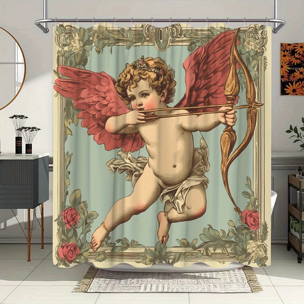 Chubby Cherub Shower Curtain - Vintage Bow & Arrow Illustration, Pink Roses & Floral Borders, Romantic Design,Polyester,12 Hooks
Chubby Cherub Shower Curtain - Vintage Bow & Arrow Illustration, Pink Roses & Floral Borders, Romantic Design,Polyester,12 Hooks