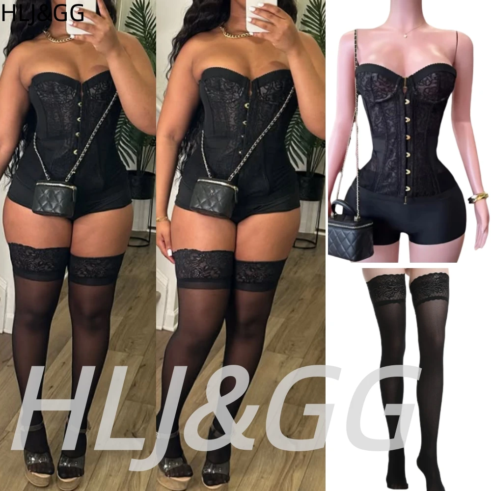 HLJ&GG Black Sexy Lace See Though Corset Two Piece Sets Women Off Shoulder Sleeveless Slim Top + Biker Shorts Outfits Streetwear
HLJ&GG Black Sexy Lace See Though Corset Two Piece Sets Women Off Shoulder Sleeveless Slim Top + Biker Shorts Outfits Streetwear