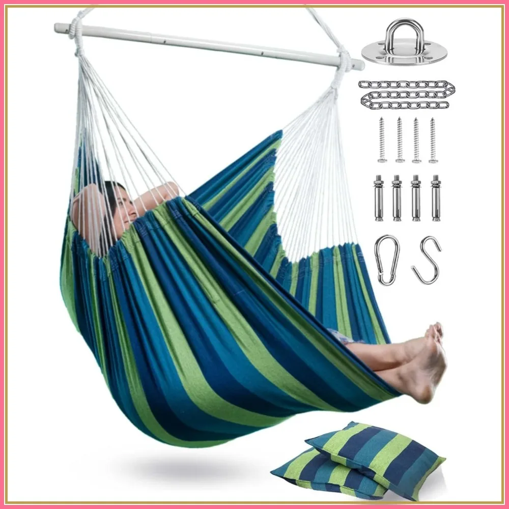 XXL Hammock Chair Hanging Rope Swing with 2 Cushions - Max 500lbs, Perfect for Patio, Porch, Bedroom, Backyard
XXL Hammock Chair Hanging Rope Swing with 2 Cushions - Max 500lbs, Perfect for Patio, Porch, Bedroom, Backyard