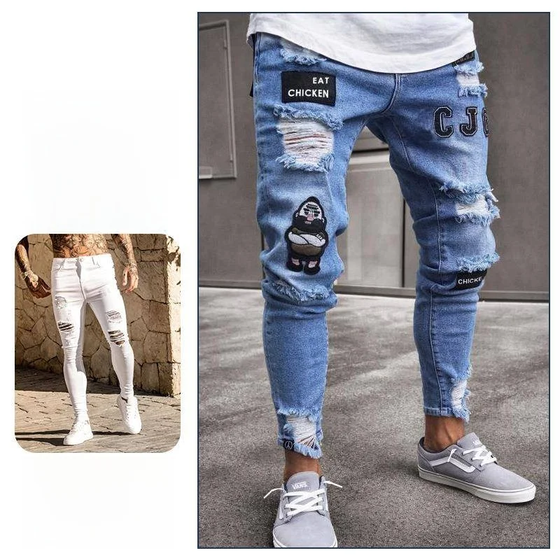 Trendy Men's Slim Fit Jeans with Hole And Badge Small Foot Pants mid Waist Washed Process Sport Scene Zipper Closure Non Shri...
Trendy Men's Slim Fit Jeans with Hole And Badge Small Foot Pants mid Waist Washed Process Sport Scene Zipper Closure Non Shri...
