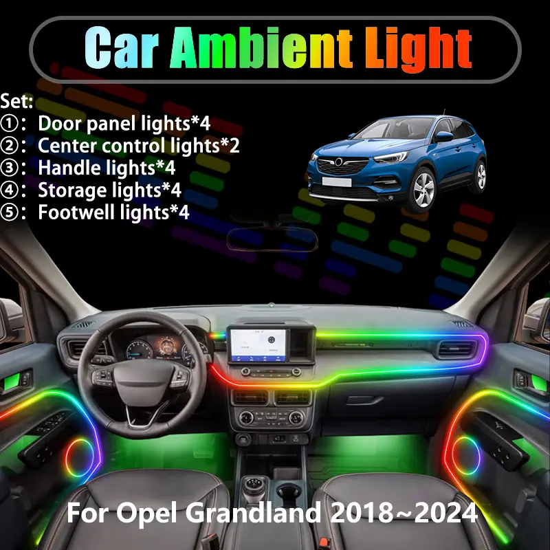 For Opel Grandland 2018~2024 MK1 1th 2019 2/18 in 1 Car ambient lighting Led trunk interior led lights USB RGB Ensemble Streamer
For Opel Grandland 2018~2024 MK1 1th 2019 2/18 in 1 Car ambient lighting Led trunk interior led lights USB RGB Ensemble Streamer