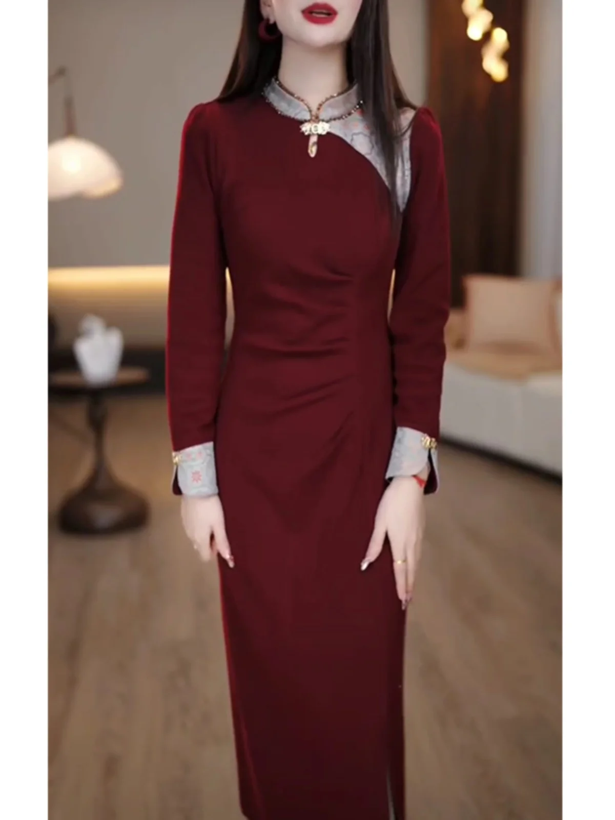 New Chinese Sle Wedding Dr Mommy Chopstis Split Long Sve Midi Dr Ele Satin Fabric for Banquet Celebration
New Chinese Sle Wedding Dr Mommy Chopstis Split Long Sve Midi Dr Ele Satin Fabric for Banquet Celebration