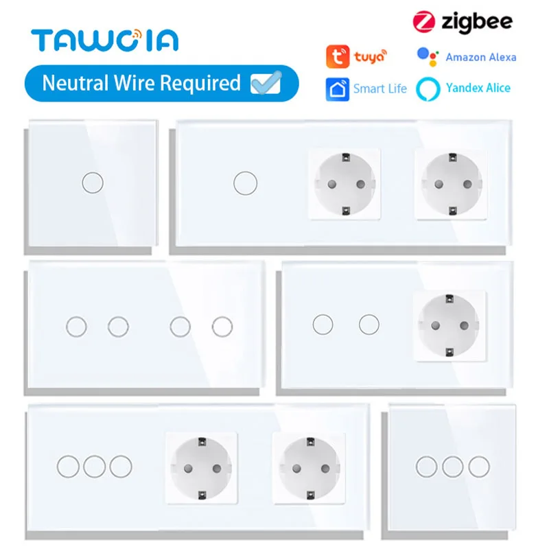 TAWOIA Zigbee Touch Light Switches 1/2/3 Gang 1/2/3 Way Tuya Smart Life Alice App Control EU Sockets Neutral Required
TAWOIA Zigbee Touch Light Switches 1/2/3 Gang 1/2/3 Way Tuya Smart Life Alice App Control EU Sockets Neutral Required