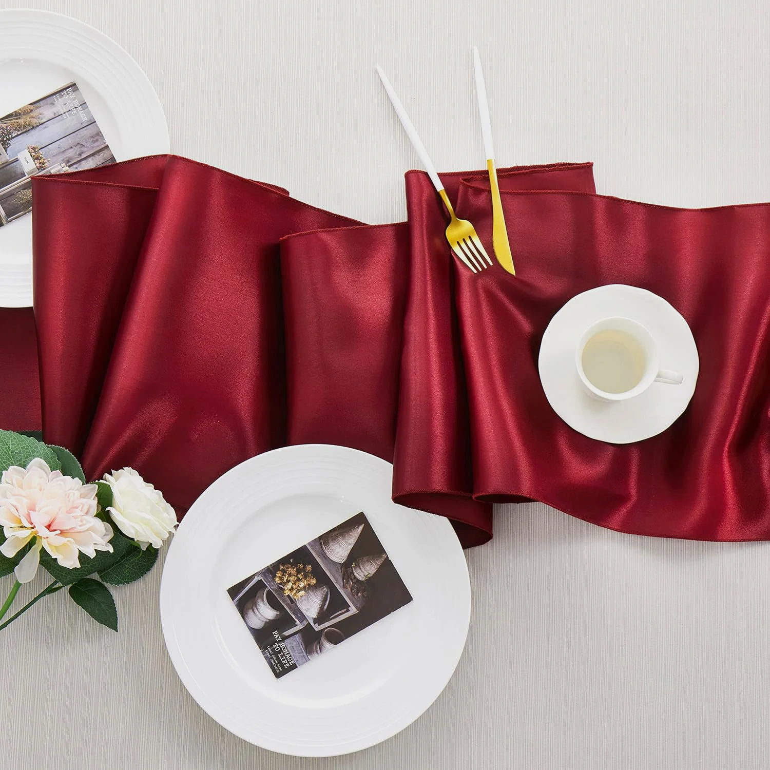 24Pack Burgundy Soft Satin Table Runner 12 X 108 Inch Long Smooth Solid Color for Wedding Banquet Birthday Party Decoration
24Pack Burgundy Soft Satin Table Runner 12 X 108 Inch Long Smooth Solid Color for Wedding Banquet Birthday Party Decoration