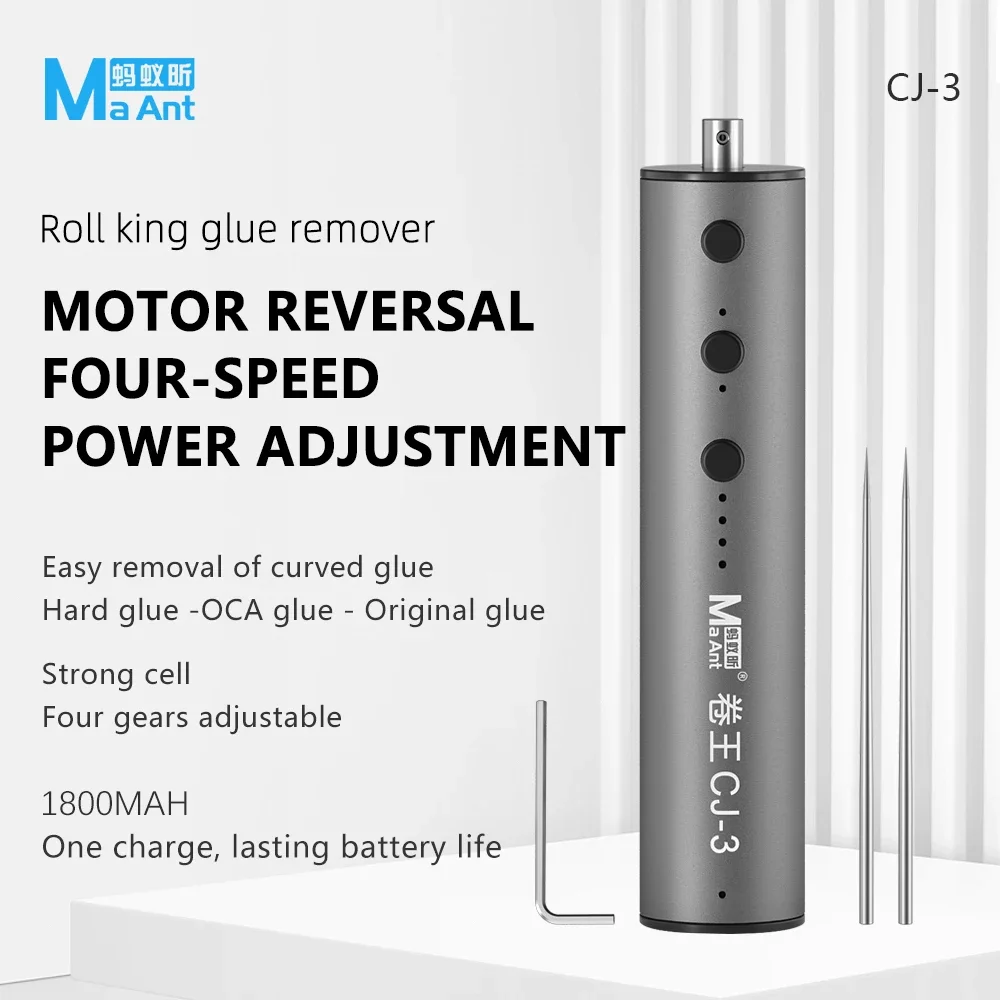 MaAnt CJ-3 Roll King Электрическое средство для удаления клея OCA с четырьмя скоростями, регулируемое для ремонта мобильных телефонов OCA, очистка для удаления клея
MaAnt CJ-3 Roll King Электрическое средство для удаления клея OCA с четырьмя скоростями, регулируемое для ремонта мобильных телефонов OCA, очистка для удаления клея