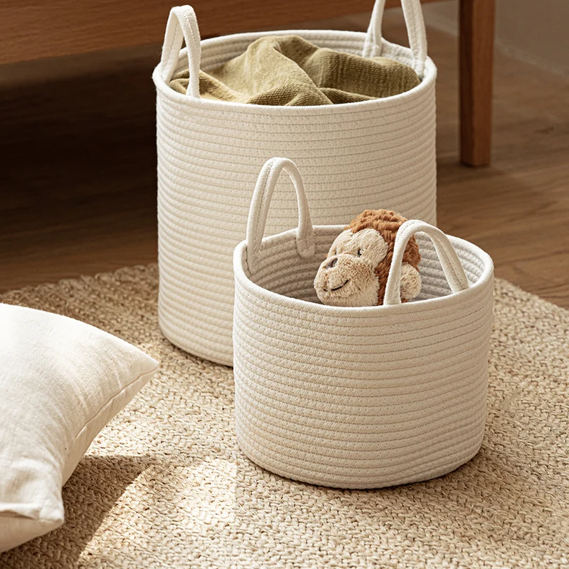 Hand-woven cotton fabric dirty clothes basket, clothes storage basket with handle, plush toy storage bucket storage basket
Hand-woven cotton fabric dirty clothes basket, clothes storage basket with handle, plush toy storage bucket storage basket