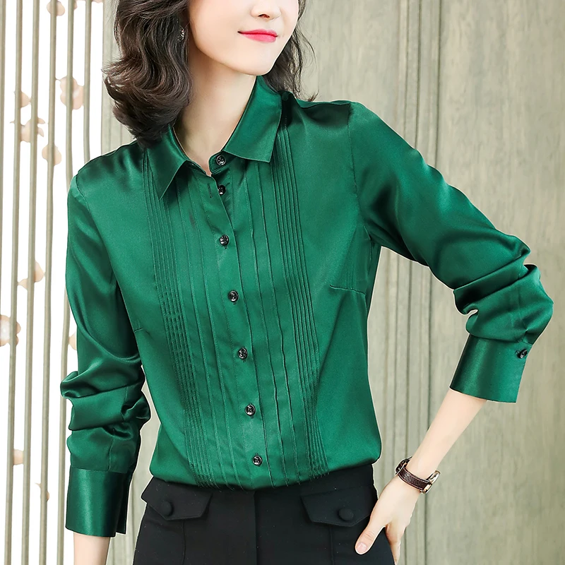 Office Lady Work Shirts Spring Autumn Basic Shirt Elegant Turn-down Collar Long Sleeve Women's Blouses Tops Real Silk Blouse
Office Lady Work Shirts Spring Autumn Basic Shirt Elegant Turn-down Collar Long Sleeve Women's Blouses Tops Real Silk Blouse