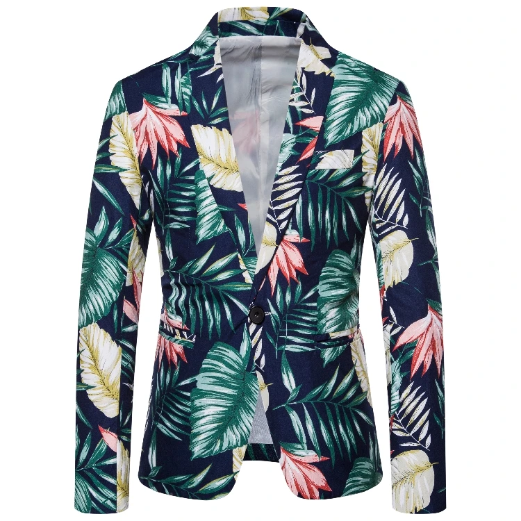 Floral Pattern Single-Button Men's Suit Summer Casual Sle Youthful Trend round Hem Narrow Collar Ba Split Long Sve
Floral Pattern Single-Button Men's Suit Summer Casual Sle Youthful Trend round Hem Narrow Collar Ba Split Long Sve