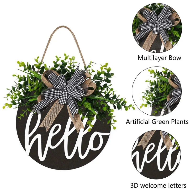 12 Inch Round Wooden Hello Welcome Sign for Front Door Farmhouse Porch Decor Spring Greeting Hanging Wall Decoration with Bows
12 Inch Round Wooden Hello Welcome Sign for Front Door Farmhouse Porch Decor Spring Greeting Hanging Wall Decoration with Bows