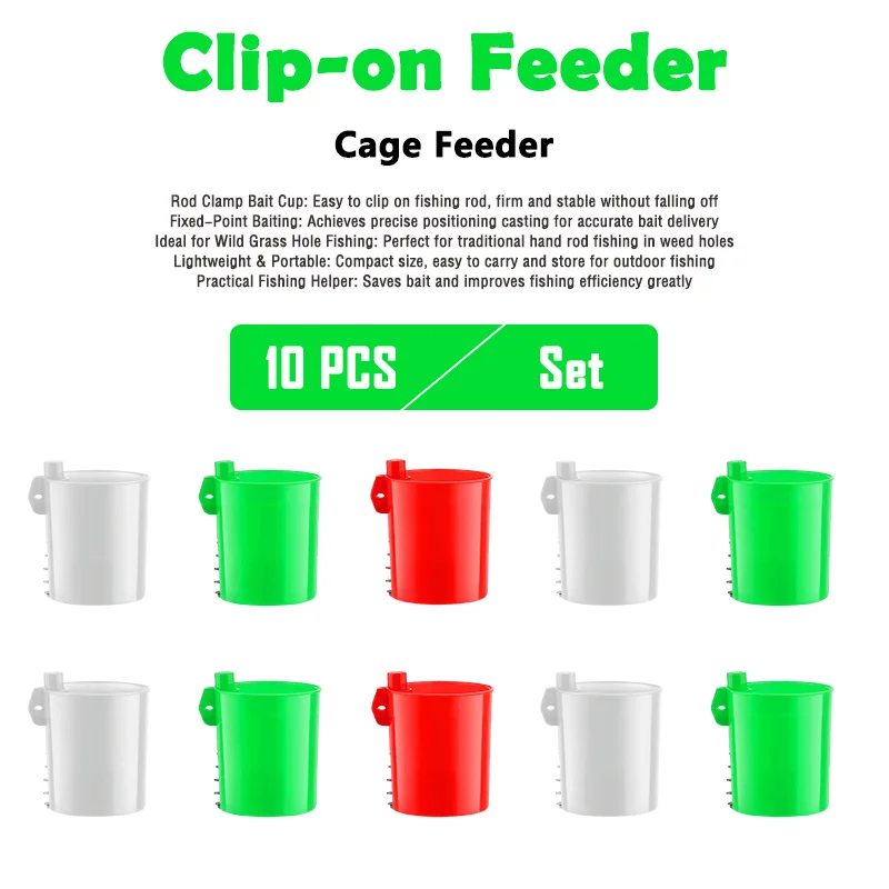 10PCS Clip-On Fishing Bait Feeder Cage Rust-Proof Portable Wild Fishing 2.36 Inch Durable Plastic Material Wild Fishing Tools
10PCS Clip-On Fishing Bait Feeder Cage Rust-Proof Portable Wild Fishing 2.36 Inch Durable Plastic Material Wild Fishing Tools