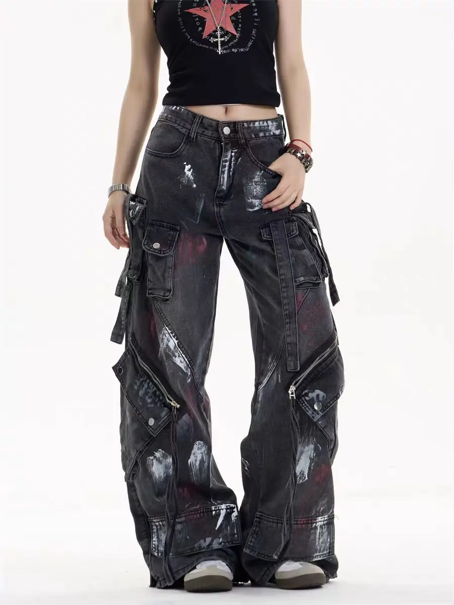 Y2K Harajuku готические потертые черные джинсы с несколькими карманами для мужчин и женщин 2000-х годов тяжелая промышленность широкие брюки в стиле хип-хоп
Y2K Harajuku готические потертые черные джинсы с несколькими карманами для мужчин и женщин 2000-х годов тяжелая промышленность широкие брюки в стиле хип-хоп