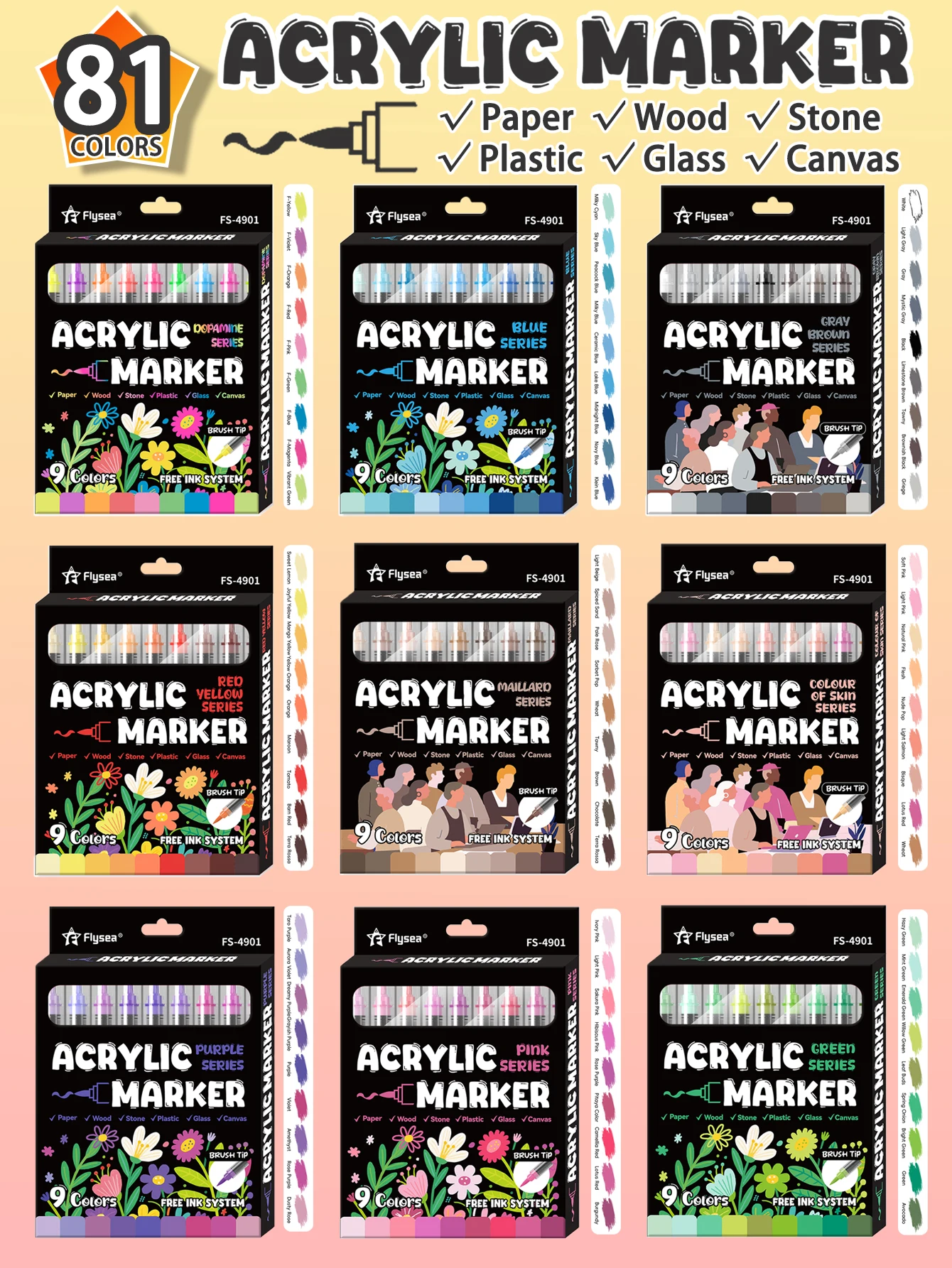 Flysea 9/8 цветов прямой жидкий набор маркеров для студентов DlY акриловый маркер для рисования справочник ручки для рисования канцелярские принадлежности
Flysea 9/8 цветов прямой жидкий набор маркеров для студентов DlY акриловый маркер для рисования справочник ручки для рисования канцелярские принадлежности