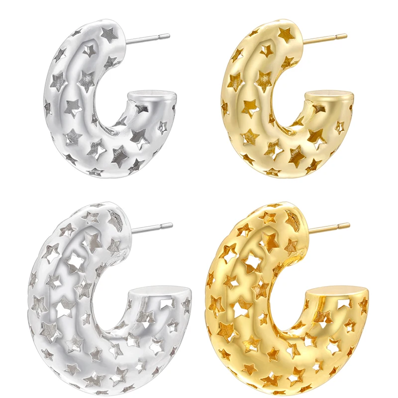 ZHUKOU 18k golden plated hollowed out stars semi-circular romantic ladies cute retro earrings Model: VE1319 VE1320
ZHUKOU 18k golden plated hollowed out stars semi-circular romantic ladies cute retro earrings Model: VE1319 VE1320