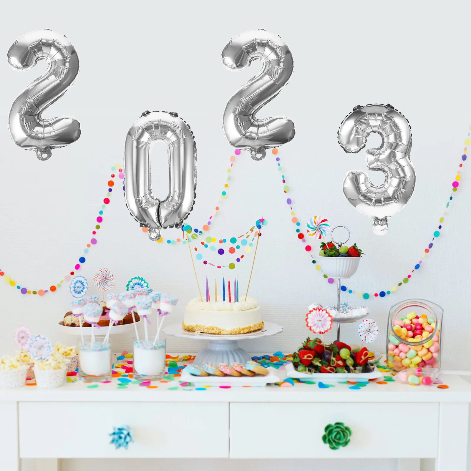 2023 New Year Balloons Aluminum Film Unique Decor Bright Decorations Silver Father Wreath Design Photoshoot
2023 New Year Balloons Aluminum Film Unique Decor Bright Decorations Silver Father Wreath Design Photoshoot