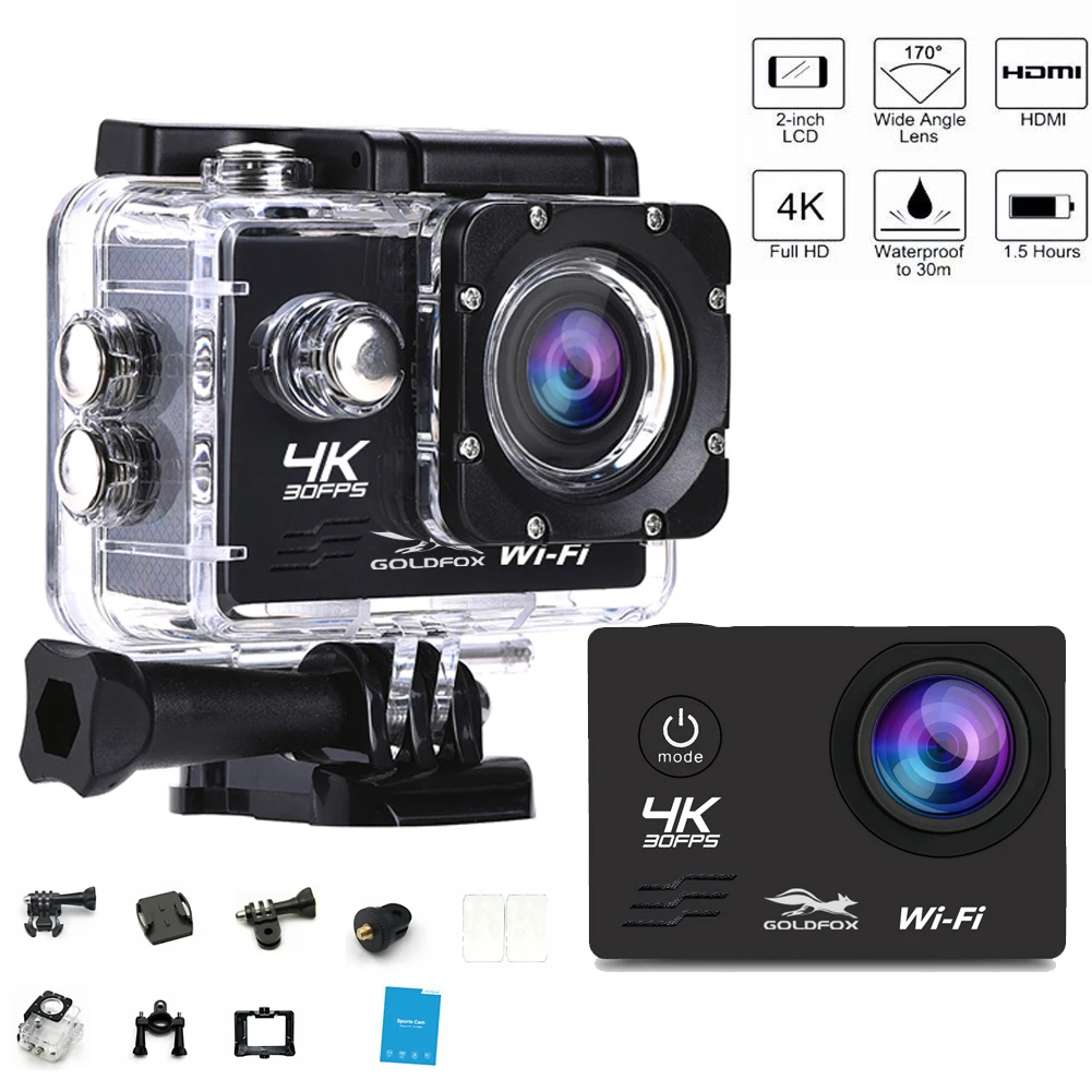 4K Wifi Sports Camera Ultra HD Mini Outdoor 30m Waterproof Can Wear With Camera Helmet Video Go Sport Pro Diving Sports Camera
4K Wifi Sports Camera Ultra HD Mini Outdoor 30m Waterproof Can Wear With Camera Helmet Video Go Sport Pro Diving Sports Camera