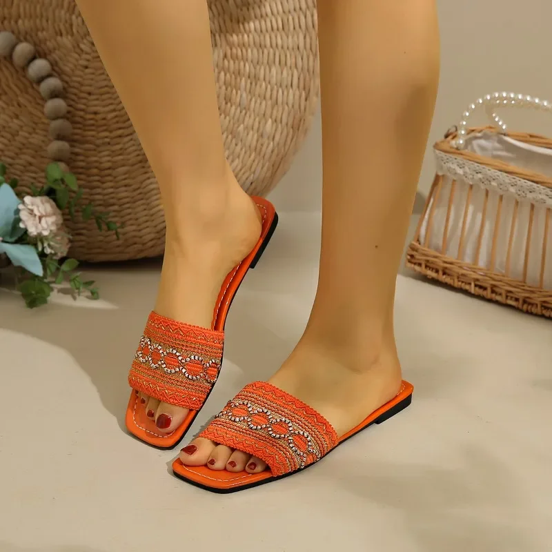 Ladies Shoes 2025 Open Toe Women's Slippers Plus Size Casual Slippers Women Mixed Colors Square Toe String Bead Flat with Sandal
Ladies Shoes 2025 Open Toe Women's Slippers Plus Size Casual Slippers Women Mixed Colors Square Toe String Bead Flat with Sandal