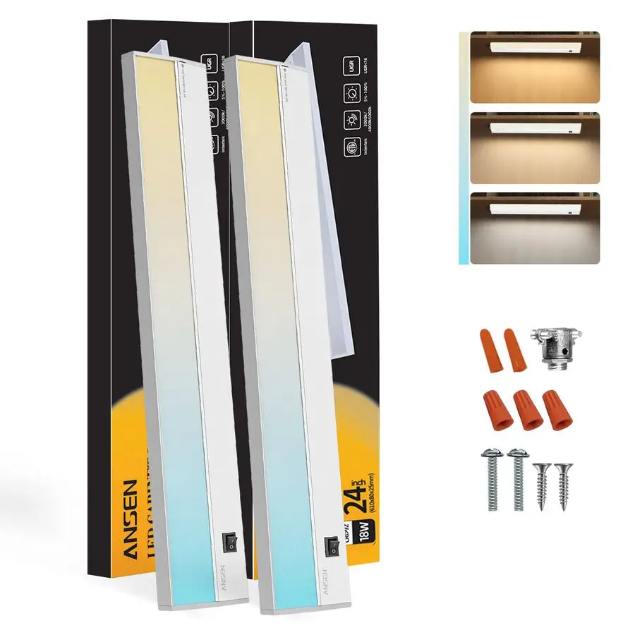 2Packs of Under Cabinet Lighting Hardwired, 24in 18W 1237LM Dimmable Led Light for Kitchen Closet, CRI 92, R9 90, 3 Color Tempe
2Packs of Under Cabinet Lighting Hardwired, 24in 18W 1237LM Dimmable Led Light for Kitchen Closet, CRI 92, R9 90, 3 Color Tempe