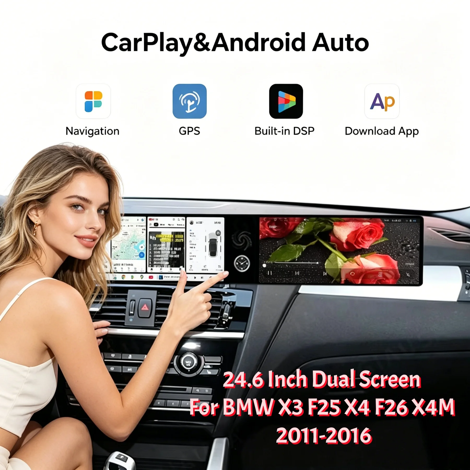 Android Stereo For BMW X3 F25 X4 F26 X4M 2011-2016 Dual 12.3" Screen CarPlay GPS Navigation Multimedia Player Media Car Radio
Android Stereo For BMW X3 F25 X4 F26 X4M 2011-2016 Dual 12.3" Screen CarPlay GPS Navigation Multimedia Player Media Car Radio