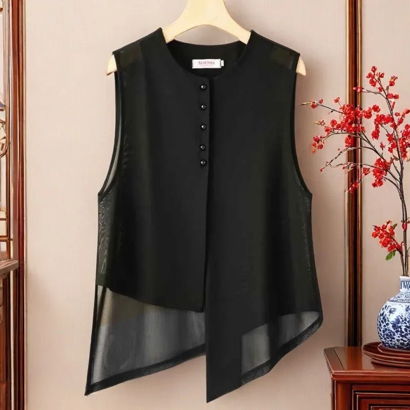 2026 New Chinese Style Mesh Vest Women's Fashion Thin Sleeveless Top Summer Outerwear Sun Protection round Neck Cardigan
2026 New Chinese Style Mesh Vest Women's Fashion Thin Sleeveless Top Summer Outerwear Sun Protection round Neck Cardigan