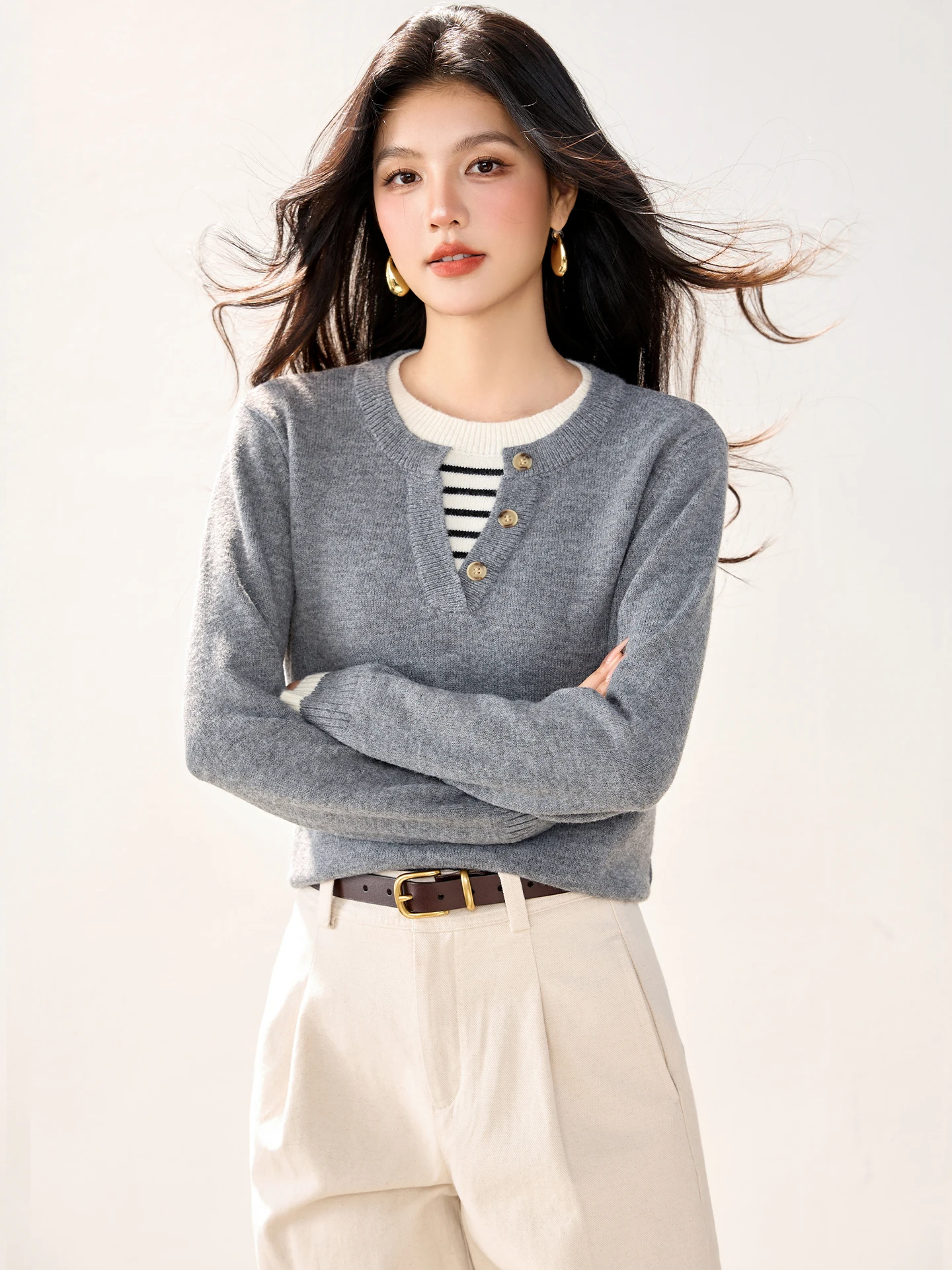 Two Striped Patchwork Sweaters For Women'S Long-Sleeved Autumn And Winter In 2025 A French Laid-Back Style
Two Striped Patchwork Sweaters For Women'S Long-Sleeved Autumn And Winter In 2025 A French Laid-Back Style