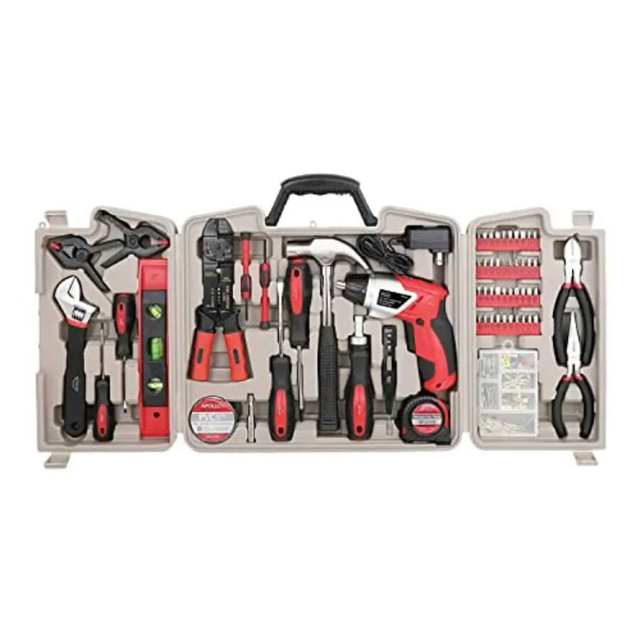 Tools 161-Piece Complete Household Tool Set with 3.6 Volt Lithium-Ion Cordless Screwdriver and Most Needed Hand Tools Selection
Tools 161-Piece Complete Household Tool Set with 3.6 Volt Lithium-Ion Cordless Screwdriver and Most Needed Hand Tools Selection