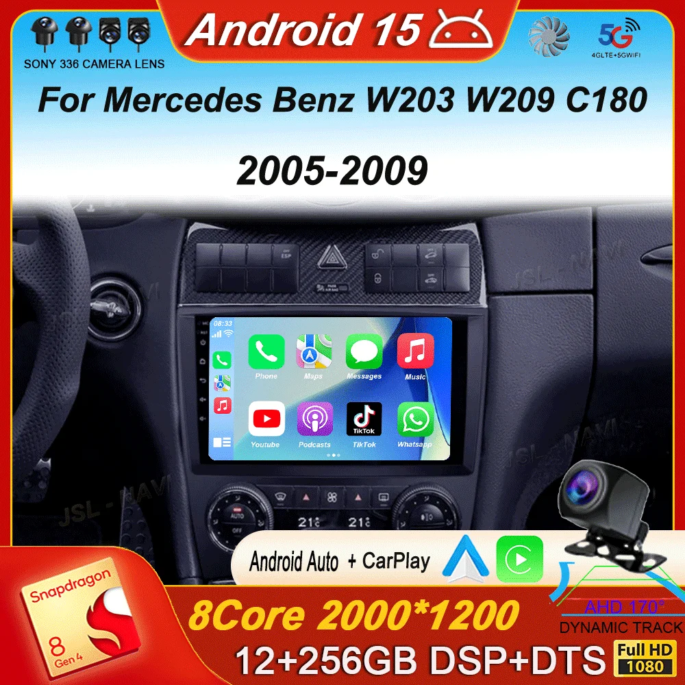 For Mercedes Benz W203 W209 C180 C200 C220 C230 2005 - 2009 video Player Android 15 Car Radio Stereo GPS Carplay AUTO
For Mercedes Benz W203 W209 C180 C200 C220 C230 2005 - 2009 video Player Android 15 Car Radio Stereo GPS Carplay AUTO