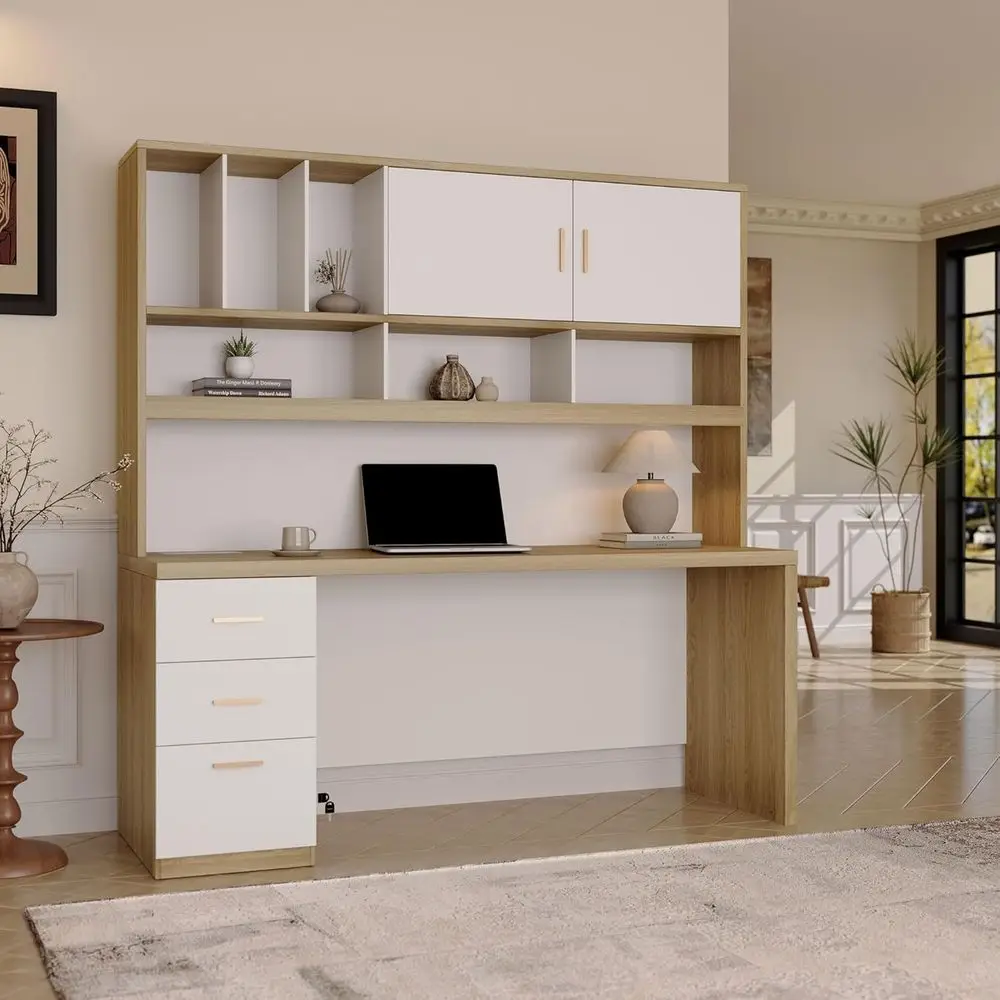 72.8 Executive Desk with Hutch, Built-in Charging Station, All-in-One Workstation for Home or Office, Light Walnut
72.8 Executive Desk with Hutch, Built-in Charging Station, All-in-One Workstation for Home or Office, Light Walnut
