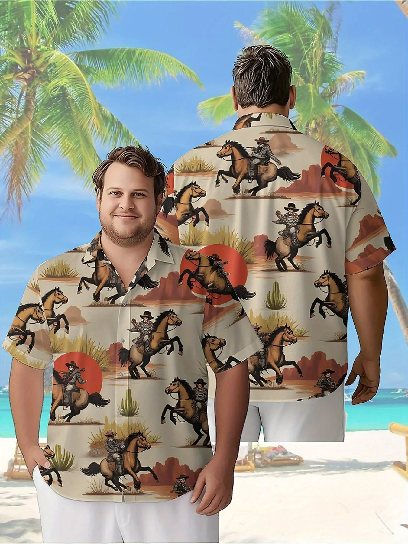 Men's Plus Size Hawaiian Shirts Western Cowboy Style Horse Riding Pattern, Summer Casual Tops, Outdoor and Party, Streetwear
Men's Plus Size Hawaiian Shirts Western Cowboy Style Horse Riding Pattern, Summer Casual Tops, Outdoor and Party, Streetwear