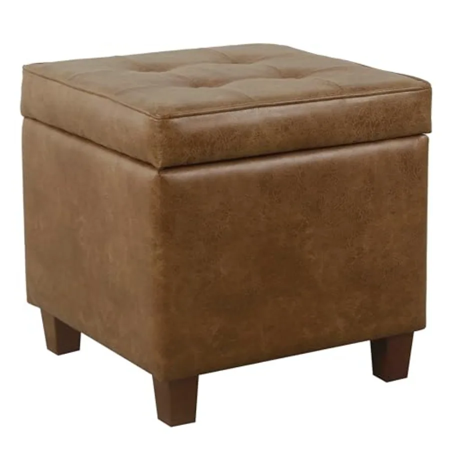 Square Tufted Storage Ottoman - Distressed Brown Faux Leather Small
Square Tufted Storage Ottoman - Distressed Brown Faux Leather Small