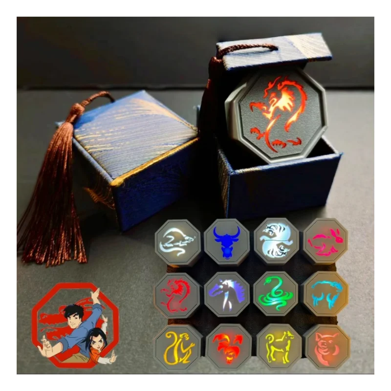 Jackie Chan Adventures Зодиак-талисман-брелок с нажатием-кнопка подсветки 3d печать аниме периферийные устройства игрушки 
Jackie Chan Adventures Зодиак-талисман-брелок с нажатием-кнопка подсветки 3d печать аниме периферийные устройства игрушки