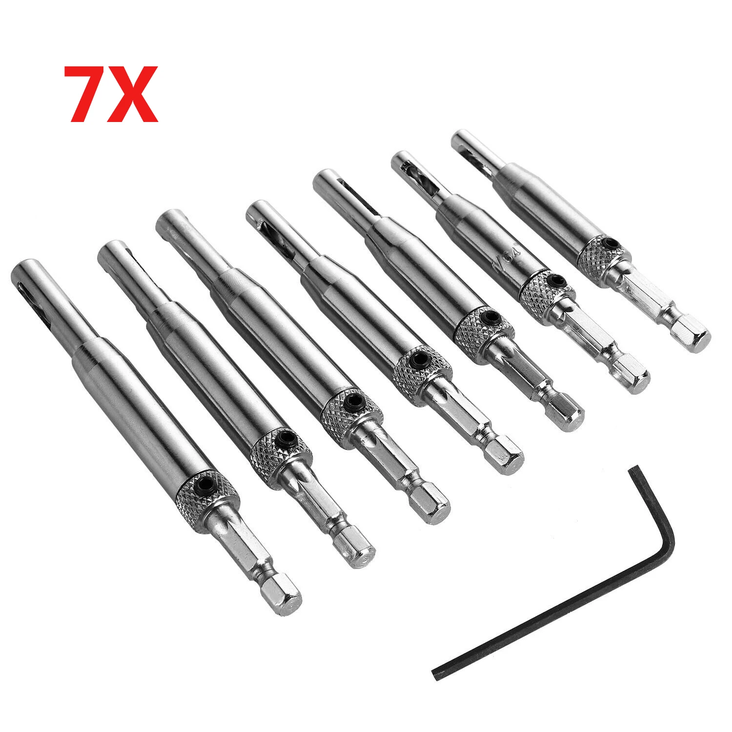7X HSS Self Centering Hinge Hardware Drill Bit Set Pilot Hole Guides Door Drawer Universal Hexagon Shank Drill Tools For Holes
7X HSS Self Centering Hinge Hardware Drill Bit Set Pilot Hole Guides Door Drawer Universal Hexagon Shank Drill Tools For Holes