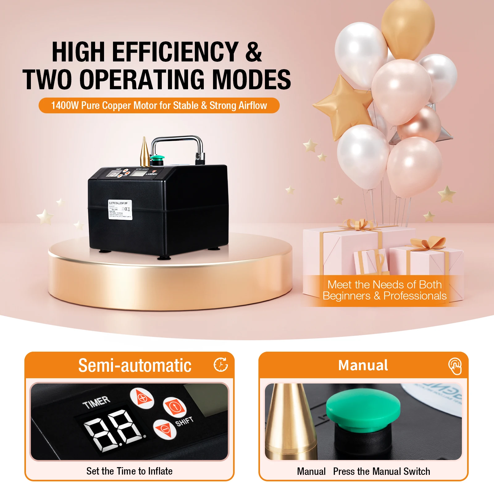 1.4KW Semi-Automatic Pumping&Manual Electric Balloon Pump for 160 Long&5-inch Double-Set balloons
1.4KW Semi-Automatic Pumping&Manual Electric Balloon Pump for 160 Long&5-inch Double-Set balloons