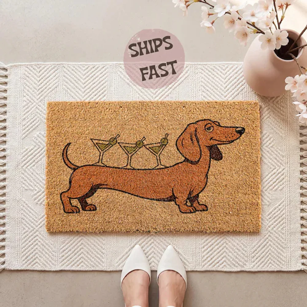 Custom Funny Dachshund Print Welcome Mat Non Slip Entrance Mat Indoor Outdoor Home Decor for Dog Lover Gift
Custom Funny Dachshund Print Welcome Mat Non Slip Entrance Mat Indoor Outdoor Home Decor for Dog Lover Gift
