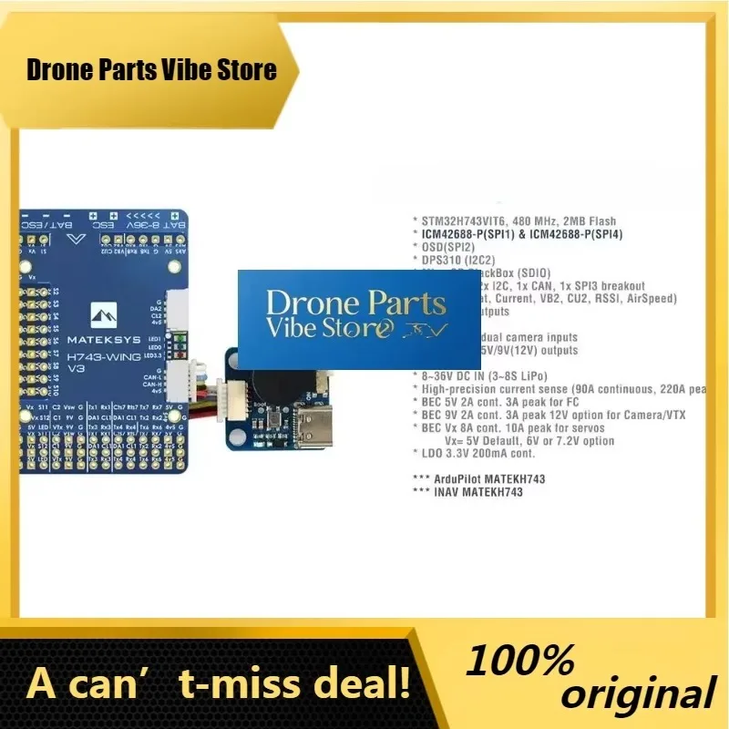 DroneP1pcs H743-WING V3 Built-in OSD Support Dual Camera INAV Flight Controller
DroneP1pcs H743-WING V3 Built-in OSD Support Dual Camera INAV Flight Controller