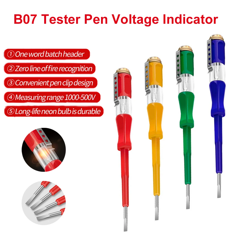 4PCS B07 100-500V Flat-Blade Screwdriver Test Pen Insulation Electrician Test Pen Voltage Detector Pen Light Circuit Tester
4PCS B07 100-500V Flat-Blade Screwdriver Test Pen Insulation Electrician Test Pen Voltage Detector Pen Light Circuit Tester