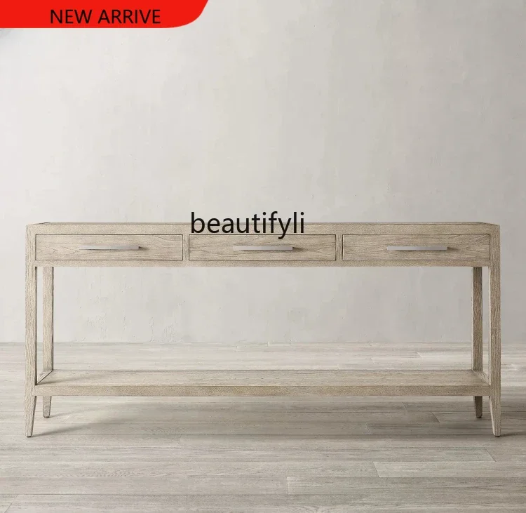X A15 American-Style Solid Wood Vintage Console Oak Aisle Hallway Nordic Living Room Wall Table-Console
X A15 American-Style Solid Wood Vintage Console Oak Aisle Hallway Nordic Living Room Wall Table-Console
