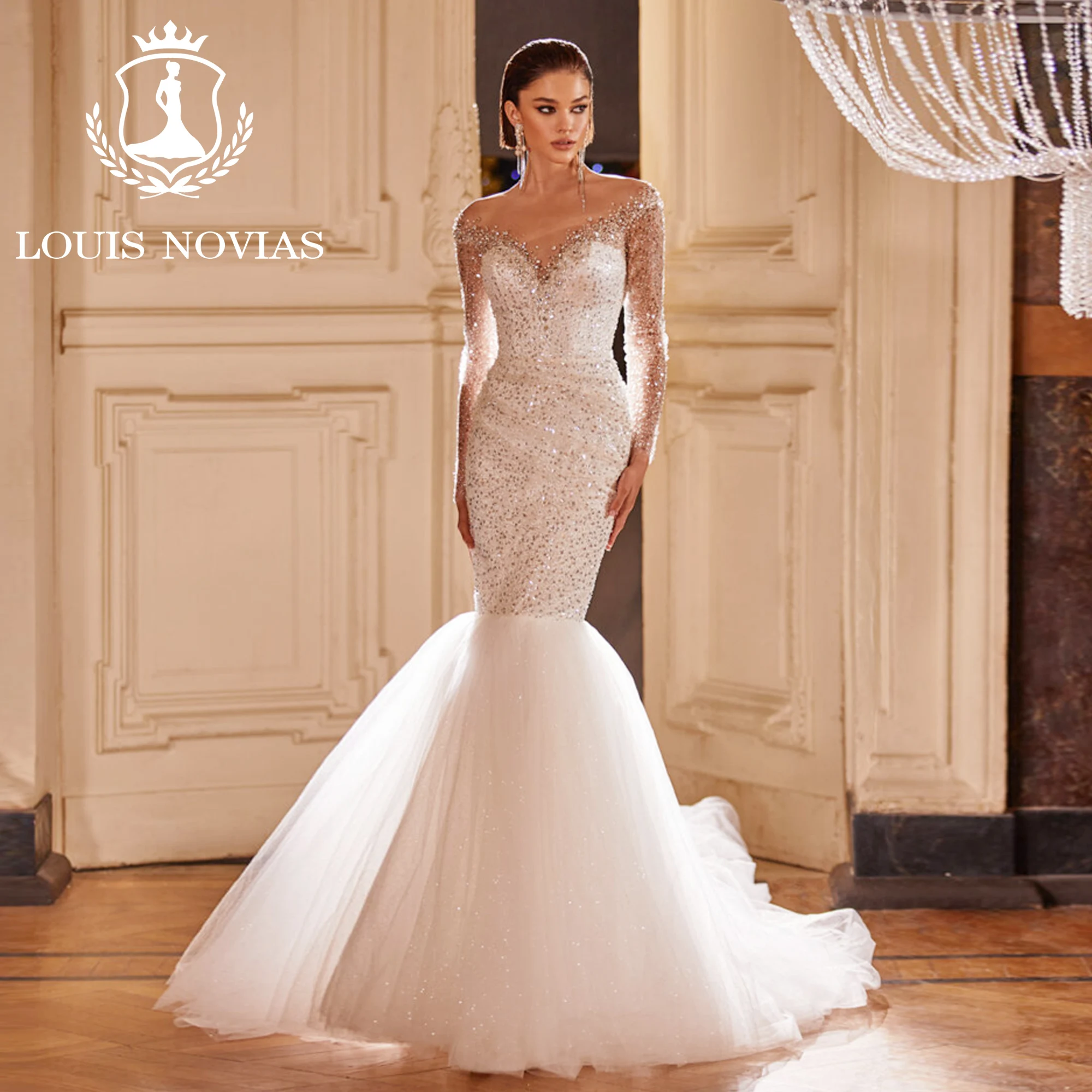 LOUIS NOVIAS Роскошное свадебное платье русалки с длинными рукавами, милое тонкое атласное свадебное платье с бисером и блестками, Vestidos De Novia
LOUIS NOVIAS Роскошное свадебное платье русалки с длинными рукавами, милое тонкое атласное свадебное платье с бисером и блестками, Vestidos De Novia