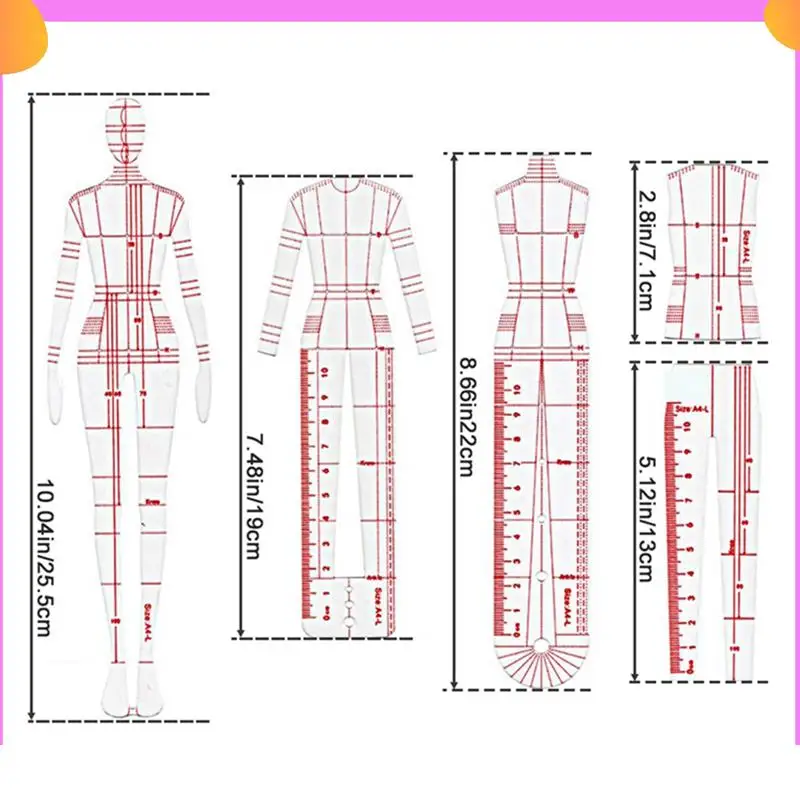 A23P Fashion Illustration Ruler Sketch Template Sewing Ruler Humanoid Pattern Measuring Clothes Easy To Use B
A23P Fashion Illustration Ruler Sketch Template Sewing Ruler Humanoid Pattern Measuring Clothes Easy To Use B